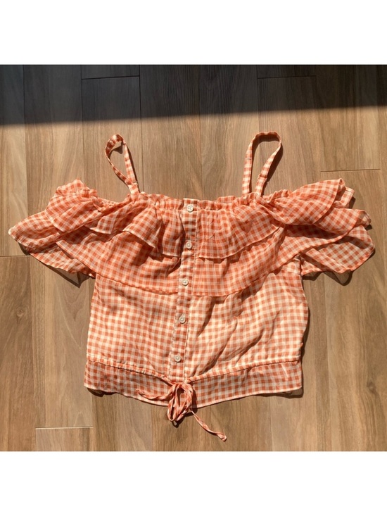 LC Lauren Conrad Tops - LC Lauren Conrad check print ruffle detail boho top S